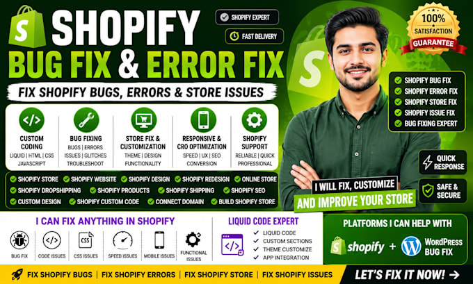 fix shopify bugs errors store issues custom shopify coding