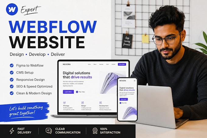 develop modern webflow website, figma to webflow, webflow cms, framer developer