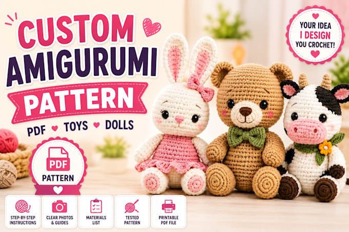 create custom crochet amigurumi pattern PDF and crochet pattern
