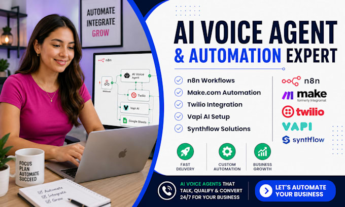 ai voice agent, ai automation, n8n make com automation, twillo vapi ai synthflow