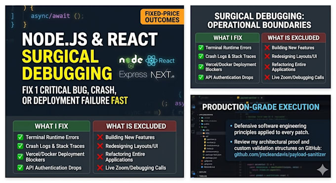 fix one critical nodejs, react, python, java runtime error or blocker