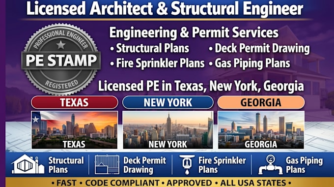 fire sprinkler plan gas plan structural plan deck permit drawing in texas, ny ga