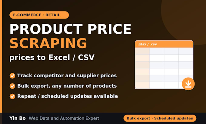scrape product prices into excel or csv