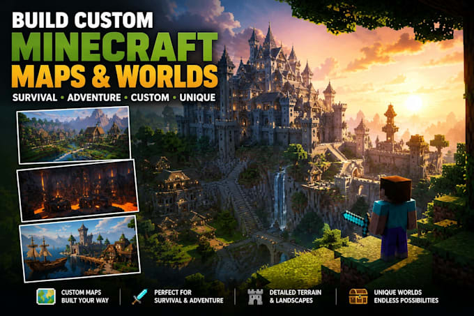 build custom minecraft maps, worlds, survival and adventure maps