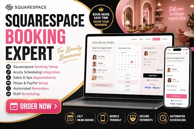 squarespace booking system setup for beauty salons