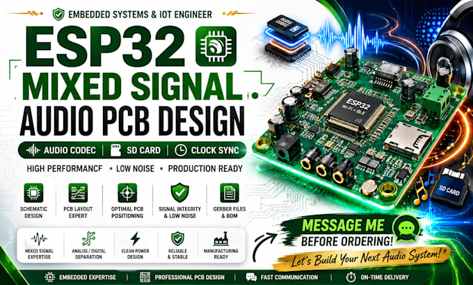 design mixed signal audio pcb esp32 audio codecs sd card clock synchronization