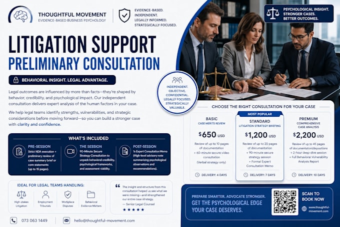 provide a professional psychological briefing for litigation support