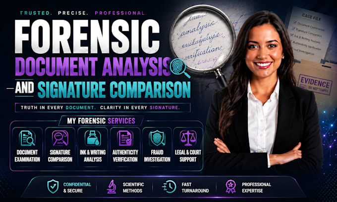 do expert forensic document analysis, signature compairison and report writing