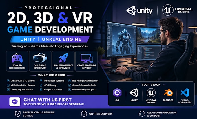 develop unity game, mobile game, multiplayer game, VR game and game prototype