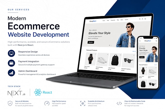 build modern ecommerce website using nextjs and react