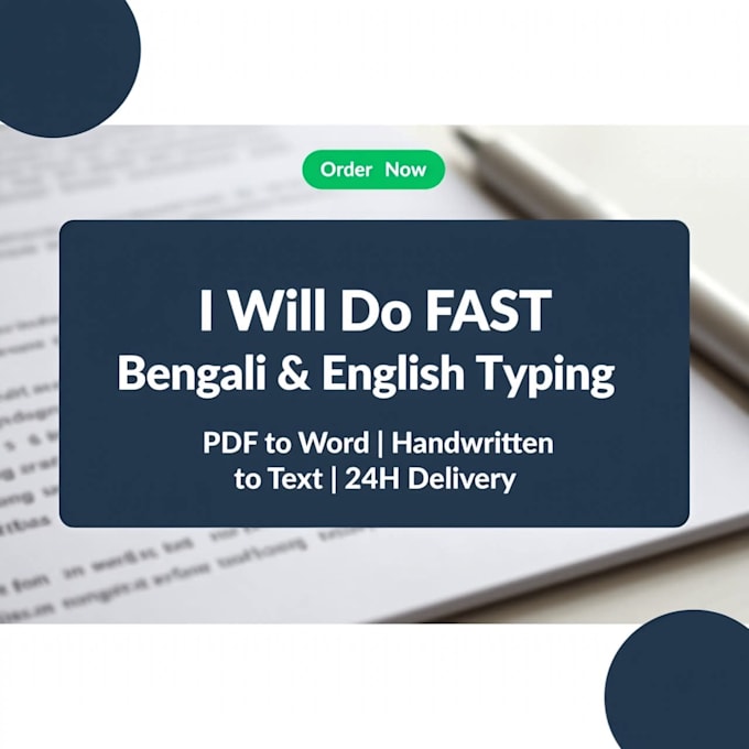 do fast bangla and english typing, data entry, PDF to word