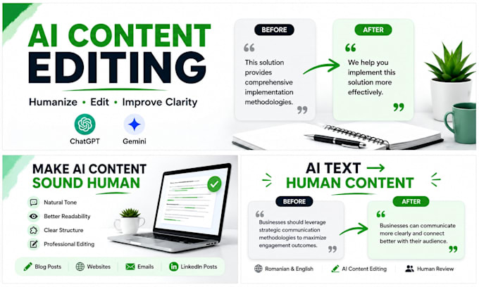 review, edit and humanize ai generated content