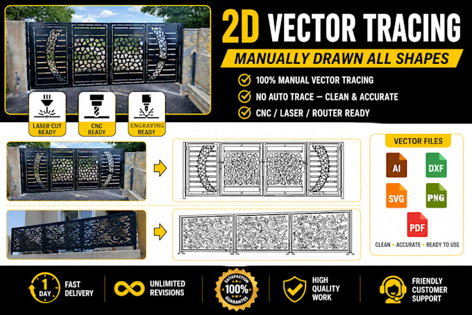 do vector tracing for cnc laser or router ai, dxf, svg