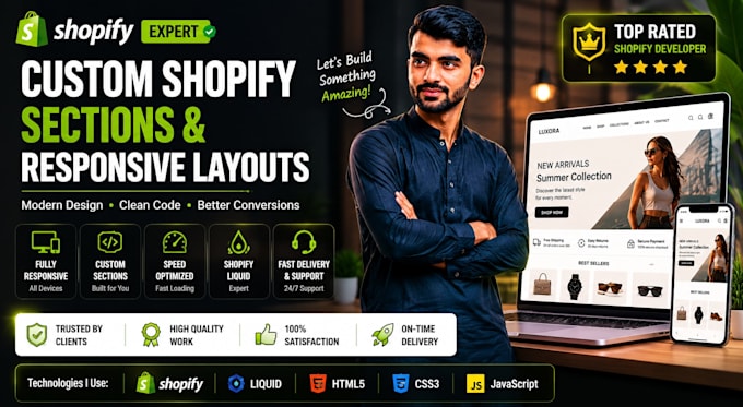 create custom shopify sections and responsive layouts
