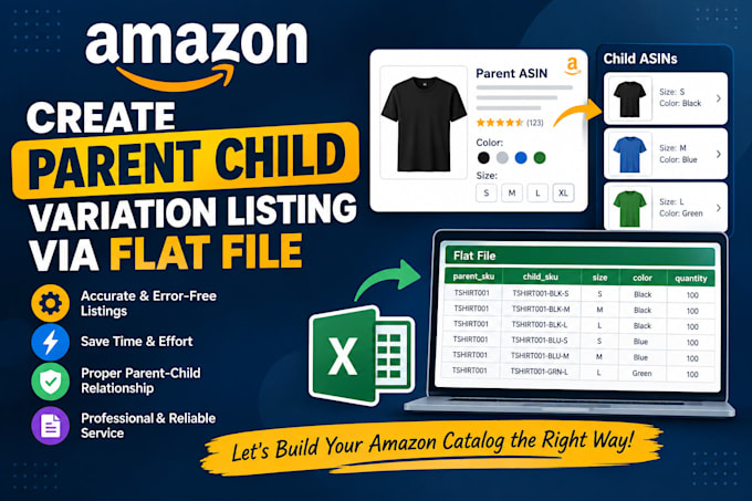 create amazon parent child variation listing via flat file