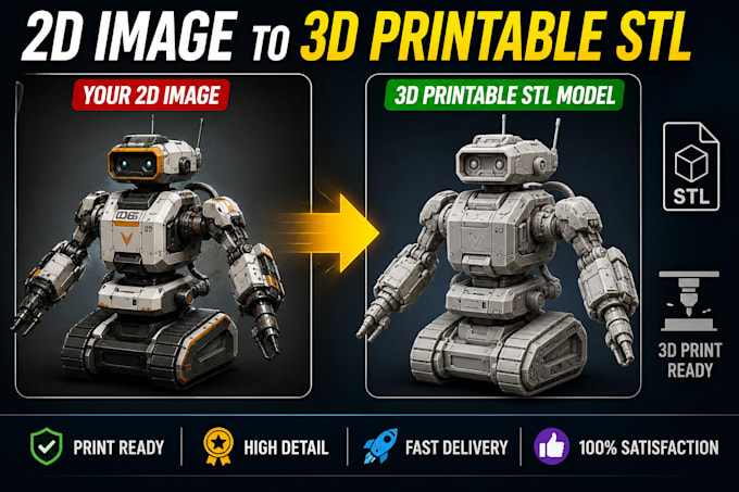 create high quality 3d models from 2d images, png to stl and svg to obj