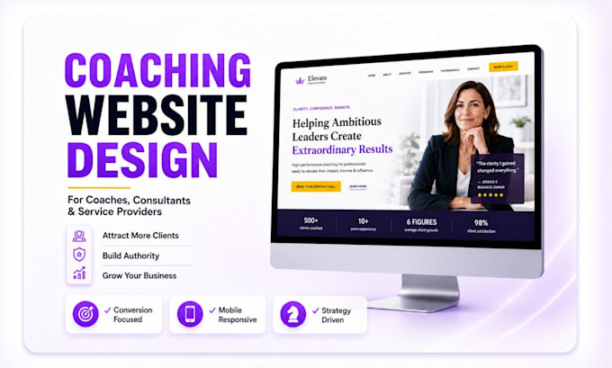create coaching website for coach, consultant, speaker, trainer, website design