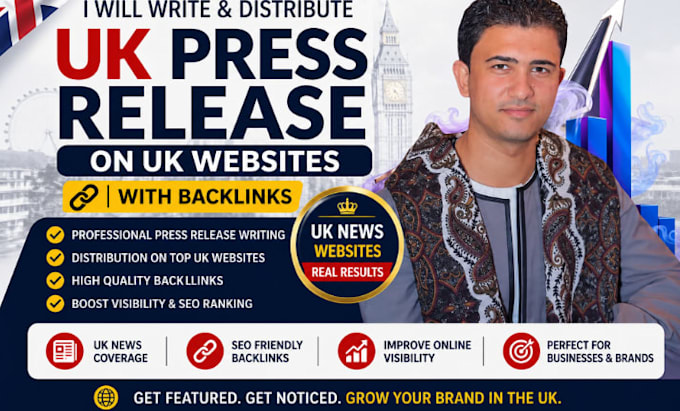 write and distribute UK press release on uk website with backlinks