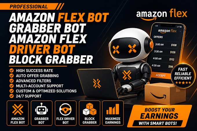 develop amazon flex bot, grabber bot, amazon flex driver bot, block grabber