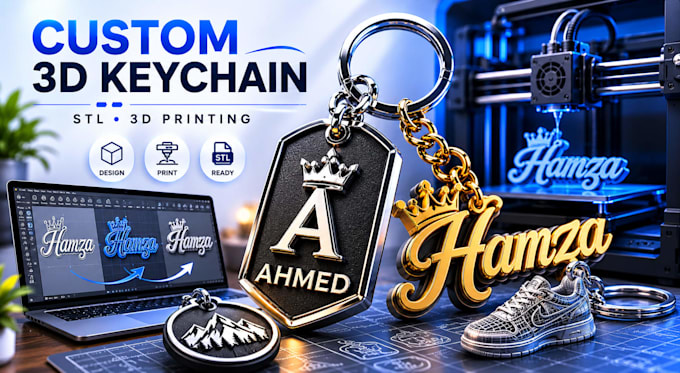 create custom 3d keychain model for 3d printing