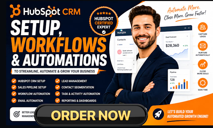 setup hubspot CRM, workflows and automations