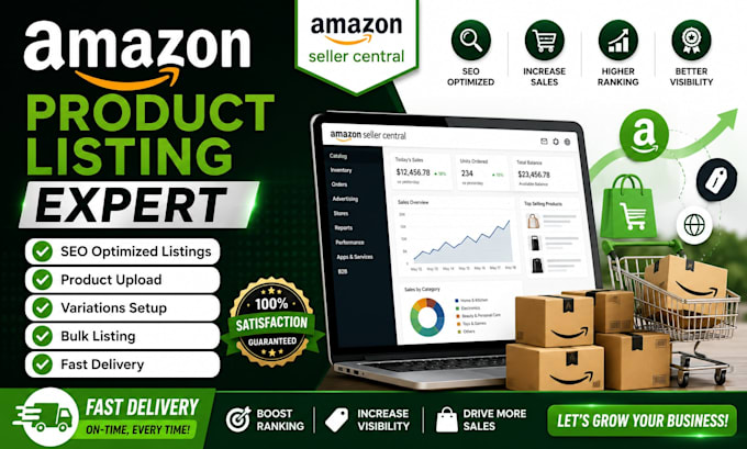 do amazon product listing, SEO optimization, and product upload
