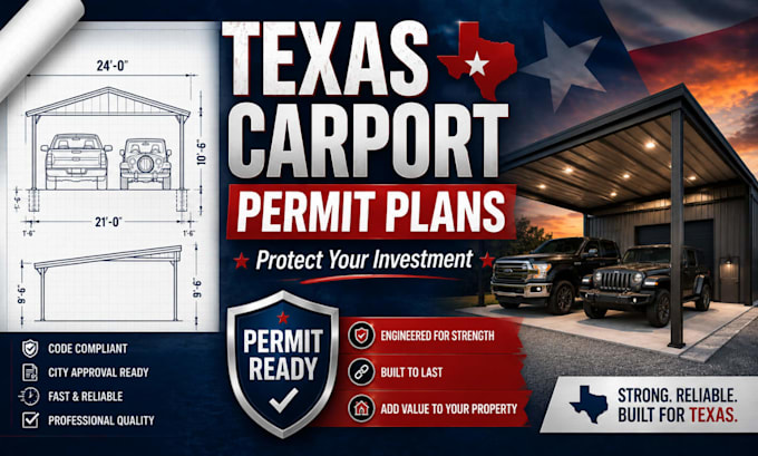 create texas carport permit drawings and construction plans