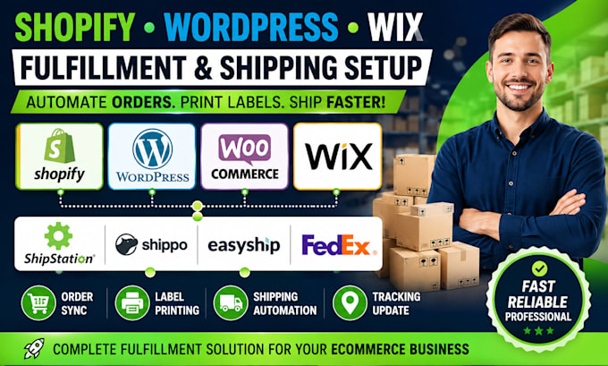 setup shopify wordpress wix orders fulfillment shipstation shippo easyship fedex