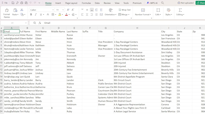 do building email list, company, names gather data entry