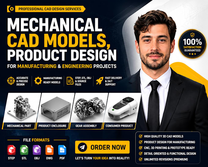 Mechanical cad models, product design for manufacturing and engineering ...
