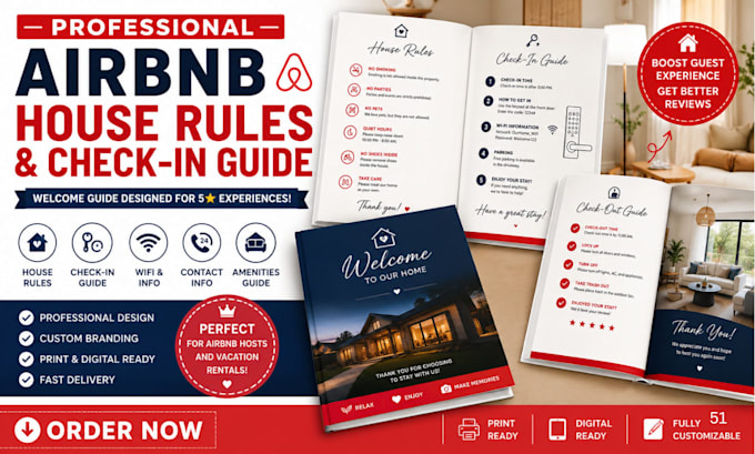 create professional airbnb house rules and check in guide