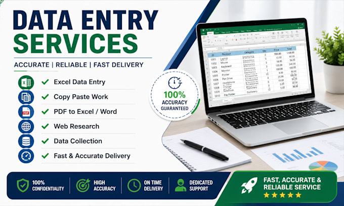 do fast, accurate data entry and web research with best quality
