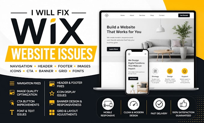 fix wix navigation header footer image quality icon cta banner grid font issues