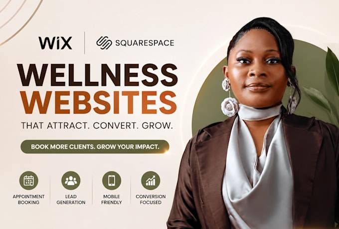 design wix squarespace wellness website for lead generation, appointment booking