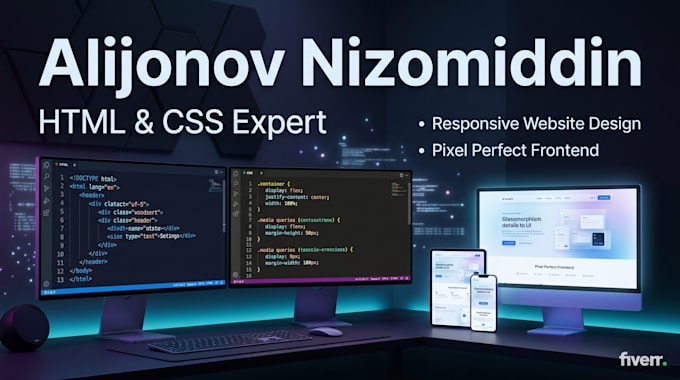 convert UI design to html css responsive website