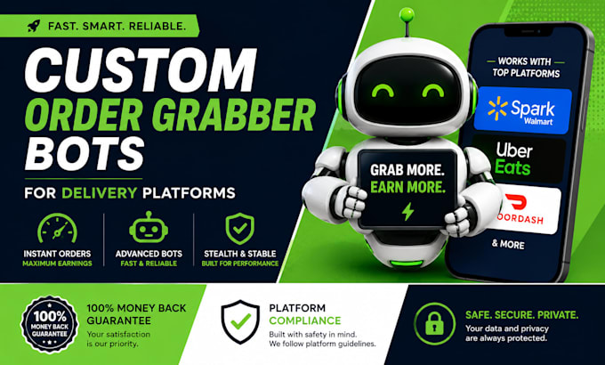 develop modern order grabber bots for delivery platforms