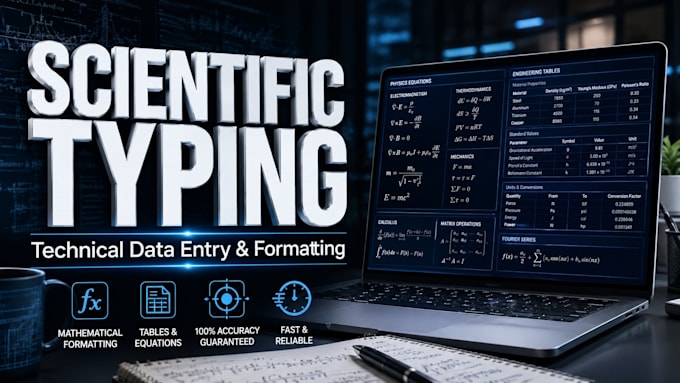 do technical typing, scientific transcription, and format complex equations