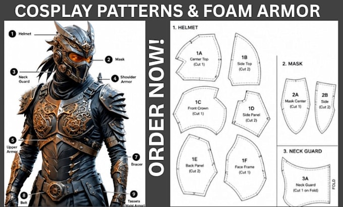 create custom cosplay armor eva foam props wearable helmet and 3d models