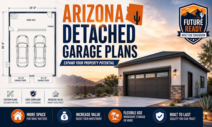 design arizona detached garage plans for permit drawing and construction