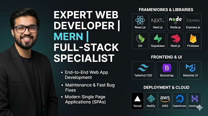 your node js, react js, nextjs and supabase developer