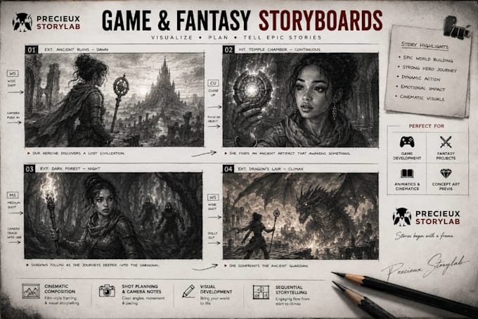 visualize your game world through cinematic storyboard design