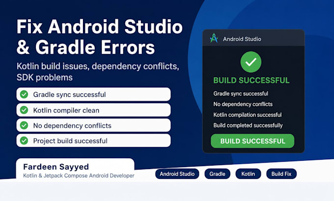 fix android studio gradle build errors and kotlin issues