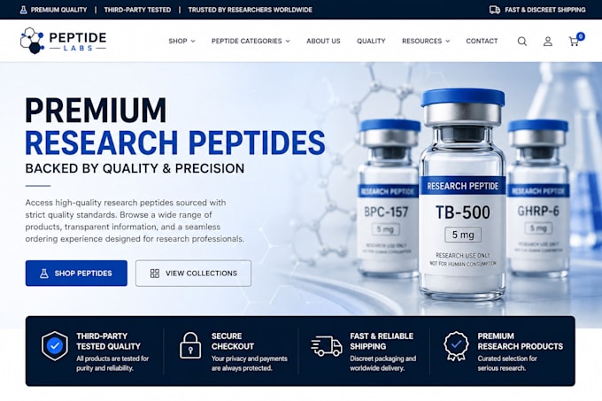 build supplement website, peptide ecommerce website, design peptide website