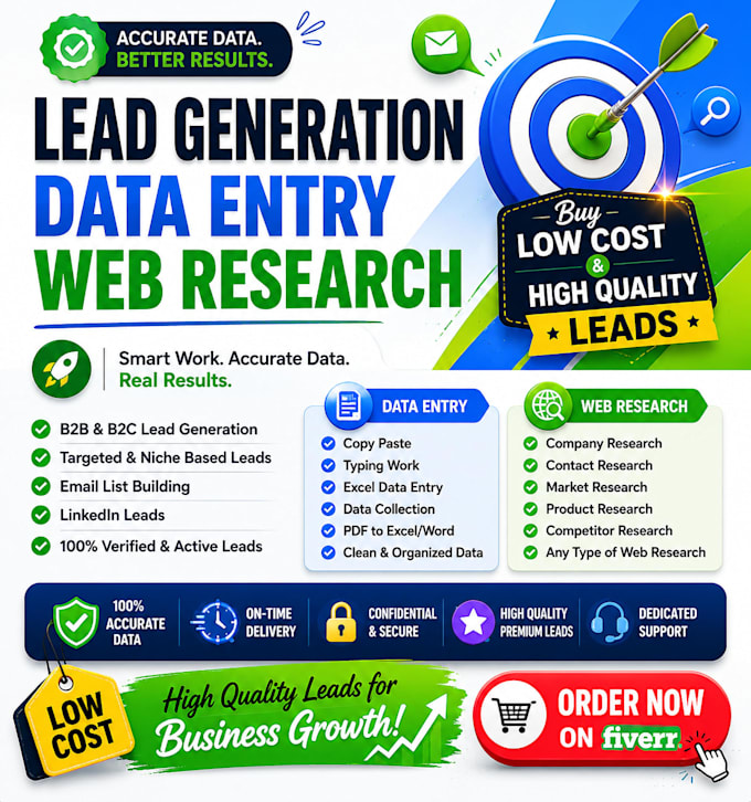 high quality lead generation, list building and web research