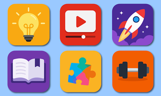 design custom flat icons for app, website and brand identity