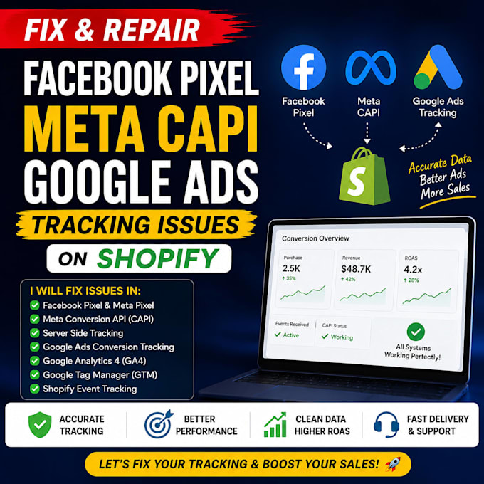 fix facebook pixel meta capi google ads tracking issues on shopify