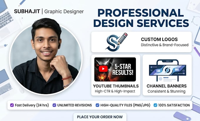 design professional youtube thumbnails, banners, and logo