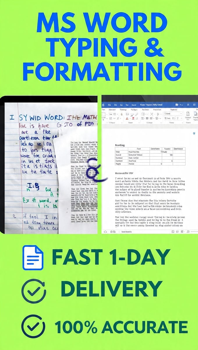 do ms word typing, formatting and document design