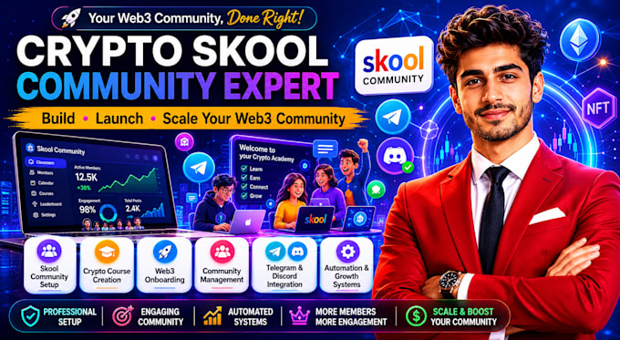 setup and manage your crypto skool community, crypto course, web3 onboarding