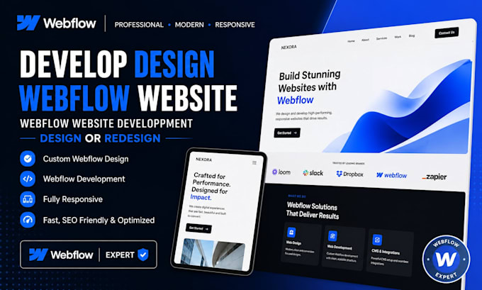 develop design webflow website webflow website development design or redesign